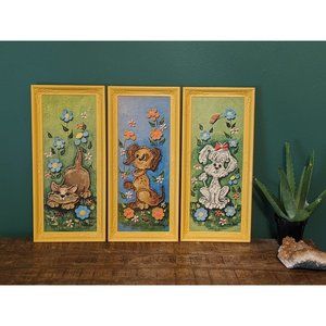 Vintage Edna Vierra Animal Lithographs - Set of 3, Framed